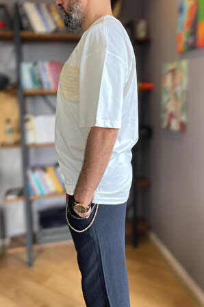 Cebi Örgü İşlemeli Oversize Tişört | Yazlık Erkek Tişört Modelleri