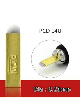 14 Pin U Altın Sarı PCD Microblading İğnesi
