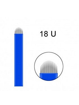 18 Pin U Mavi Microblading İğnesi