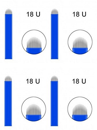 18 Pin U Mavi Microblading İğnesi 4'L,ü Set