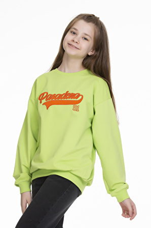 Kız Çocuk Yazı Baskılı Sweatshirt 9-14 Yaş Lx143