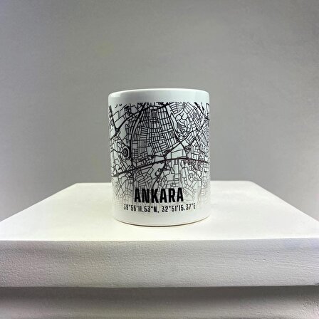Ankara Şehir Haritası Baskılı Porselen Kupa