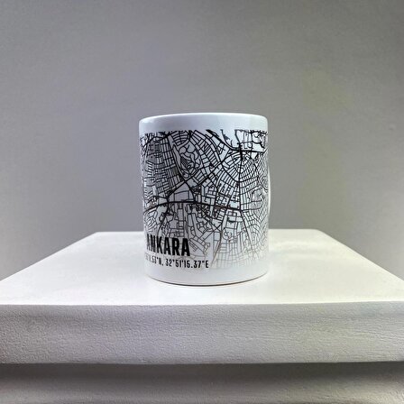 Ankara Şehir Haritası Baskılı Porselen Kupa