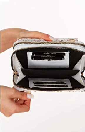 Anıl Bags Desenli Telefon Bölmeli Çapraz Askılı Omuz Çantası Cüzdan Çanta