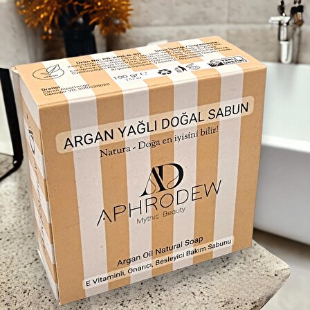 Aphrodew Argan Yağlı Vegan Doğal Sabun - E Vitaminli Onarıcı Besleyici Bakım Sabunu - 100 gr