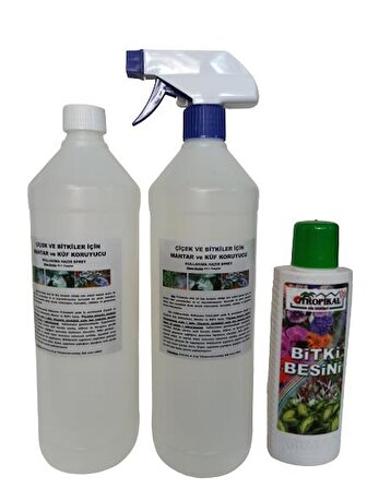  Çiçek ve Bitkiler için Mantar ve Küf Koruyucu 2 Adet 1000 ml + Bitki Besini Hediyeli