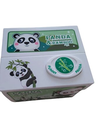 Pilli Panda Para Çalan Hırsız Kumbara Beyaz