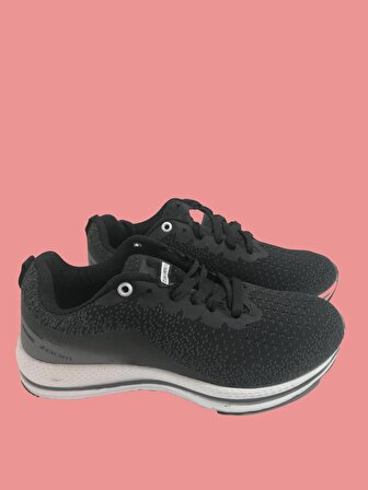 Siyah Zoom 020 Tekstil Bağcıklı Kadın Sneaker Spor Ayakkabısı 