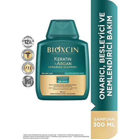 Bioxcin Keratin & Argan Onarıcı Şampuan 300 ml - Yıpranmış ve Hasar Görmüş Saçlar 2 Li Avantaj Paket