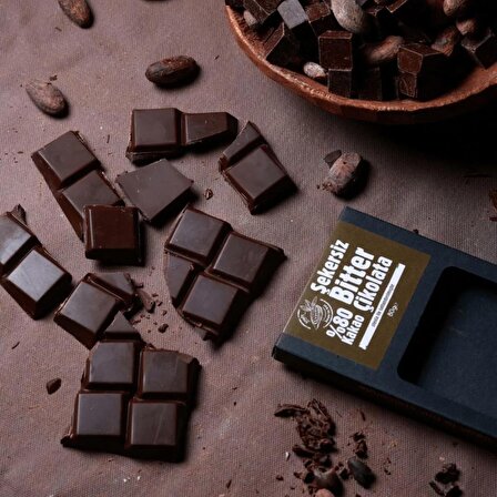 Avantajlı Fiyat-%80 Kakao, Şekersiz, Diyabetik, Stevialı Bitter Çikolata. 80 Gr. X 6 Adet