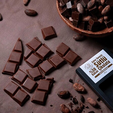 Avantajlı Fiyat-% 50 Kakao, Şekersiz, Diyabetik, Stevialı Sütlü Çikolata