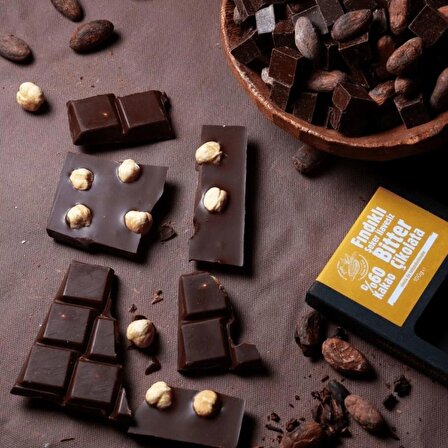 Avantajlı Fiyat-%60 Kakao, Şekersiz, Diyabetik, Stevialı, Fındıklı Bitter Çikolata. 100 Gr. X 6 Adet.