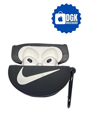 AirPods 3. Nesil Uyumlu Koruyucu Bluetooth Kulaklık Kılıfı Siyah Nike Logo Figürlü