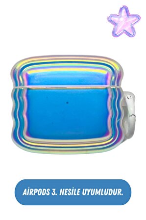 AirPods 3. Nesil Uyumlu Koruyucu Bluetooth Kulaklık Kılıfı Hologram Renkli Desenli