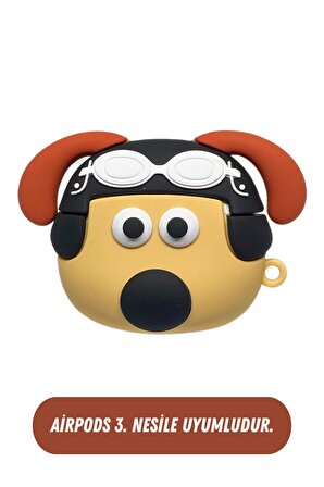 AirPods 3. Nesil Uyumlu Koruyucu Bluetooth Kulaklık Kılıfı Şapkalı Köpek Figürlü