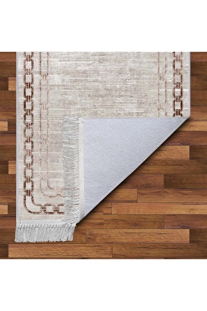 Halı ART-003 Beyaz Taban Dekoratif Kilim Ince Yıkanabilir Süngerli Dot Taban Salon Halısı