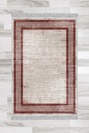 Halı ART-006 Beyaz Taban Dekoratif Kilim Ince Yıkanabilir Süngerli Dot Taban Salon Halısı