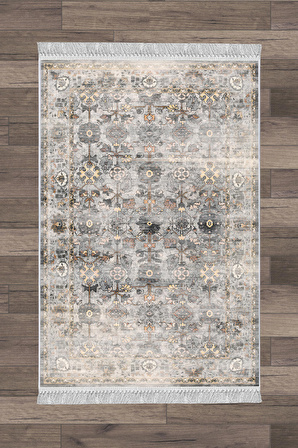 Halı ART-226 Beyaz Taban Dekoratif Kilim Ince Yıkanabilir Süngerli Dot Taban Salon Halısı