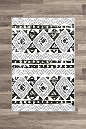 Halı ART-241 Beyaz Taban Dekoratif Kilim Ince Yıkanabilir Süngerli Dot Taban Salon Halısı