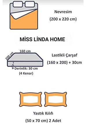Miss Linda Home Pamuklu Çift Taraflı Çift Kişilik Nevresim Takımı