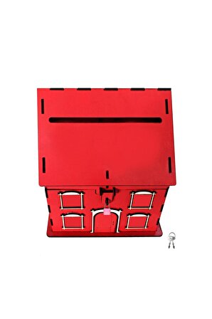 Ahşap Kumbara ve Tip Box Kutusu Kırmızı