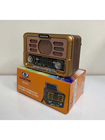 ArtworkAnatolia Everton RT-671 USB Bt Radyo Nostajık Solar Paneli Müzik Çalar