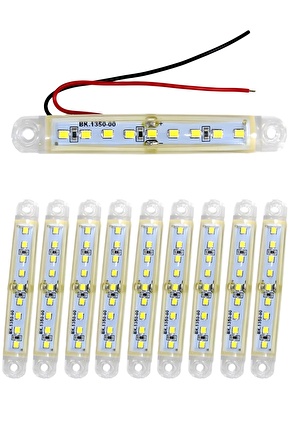 10 Adet 9 Ledli Parmak Led Beyaz Işık Su Geçirmez 12-24V