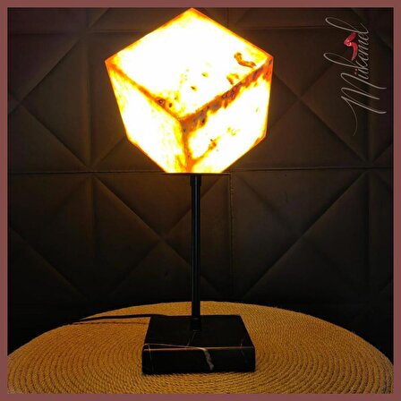 volkan mermer küp Dekoratif masa lambası, Aydınlatma ve Gece Lambası Abajur 3 ampul lambader