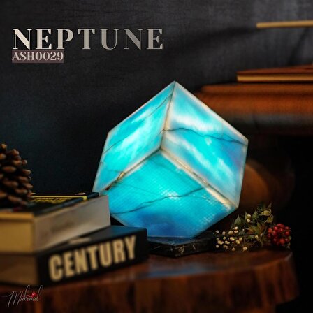 Neptün (el yapımı mermer lamba, masa gece lambası, zanaat gece lambası, doğal mavi mermer taş)