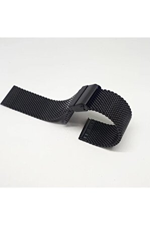 20mm Siyah Renk Hasır Kalın Örgü Çelik Kaplama Metal Saat Kordonu