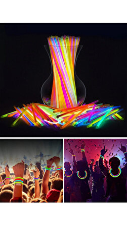 20 Adet Işıklı Fosforlu Glow Stick Parti Eğlence Işığı Fosforlu Neonlu Birleştirmeli Çubuk