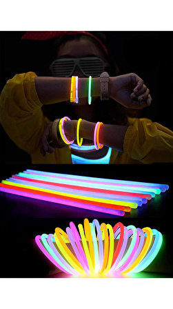 20 Adet Işıklı Fosforlu Glow Stick Parti Eğlence Işığı Fosforlu Neonlu Birleştirmeli Çubuk