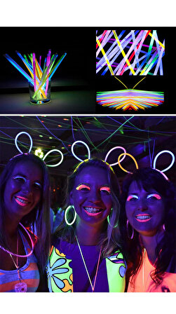 20 Adet Işıklı Fosforlu Glow Stick Parti Eğlence Işığı Fosforlu Neonlu Birleştirmeli Çubuk