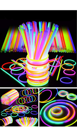 20 Adet Işıklı Fosforlu Glow Stick Parti Eğlence Işığı Fosforlu Neonlu Birleştirmeli Çubuk