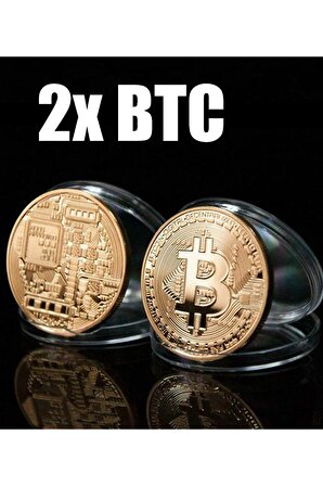 2x Bitcoin Madeni Para Altın Rengi Hatıra Koleksiyon Değerli Kutulu (2 ADET)