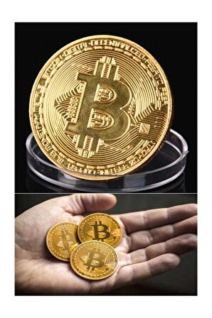 2x Bitcoin Madeni Para Altın Rengi Hatıra Koleksiyon Değerli Kutulu (2 ADET)