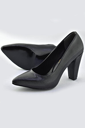 115 Siyah Stiletto Kadın Topuklu Ayakkabı Abiye Düğün Nişan Rahat Kalıp