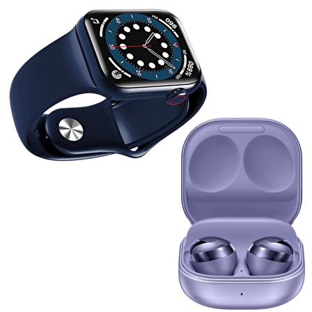 2 Li Premium Set Full Ekran Akıllı Saat Samsung Galaxy Buds Pro Mor Kablosuz Bluetooth Kulaklık