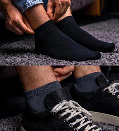 AURUM Erkek 6'lı Premium Bambu Patik Çorap Dikişsiz - Füme