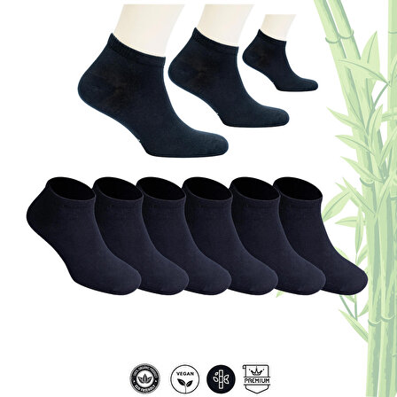 AURUM Erkek 6'lı Premium Bambu Patik Çorap Dikişsiz - Siyah
