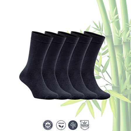 AURUM Erkek 5'li Premium Bambu Soket Çorap Dikişsiz - Füme