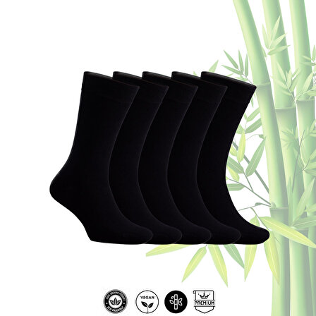 AURUM Erkek 5'li Premium Bambu Soket Çorap Dikişsiz - Siyah