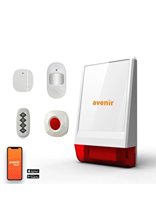 Avenir AV-03WF Wifi Kablosuz Akıllı Alarm Seti (1 Kapı/pencere Sensörü)(1Pır)(1 Kumanda)(1SOS Buton)