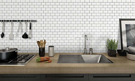 Mutfak tezgah arası, Havuz, Sauna, Spa, tüm zemin, duvar ve yüzeyler için 25x50x45 mm Beyaz Cam Mozaik