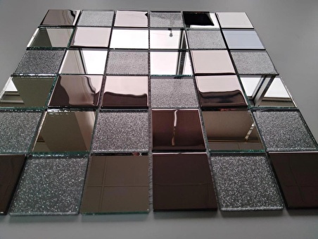 Mutfak Tezgah Arası Ve Iç Dekorasyon Için 48x48x4 mm Krom Ayna Simli Mix Kristal Mozaik