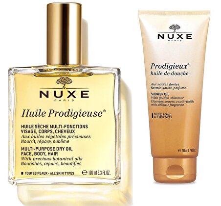 Nuxe Set 15 - NUXE Huile Prodigieuse Çok Amaçlı Kuru Bakım Yağı 100 ml - Nuxe Prodigieux Duş Yağı 200ml