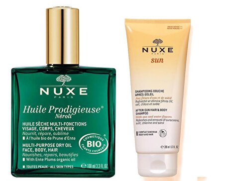 Nuxe Set 3 - NUXE Huile Prodigieuse Neroli Çok Amaçlı Kuru Yağ 100 ml - Nuxe Sun Güneş Sonrası Şampuanı 200 ml