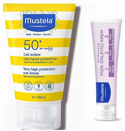Mustela Set - Güneş Losyonu Spf 50 100 ml - Mustela Vitamin Barrier 1-2-3 Cream 50 ml