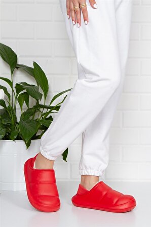 Ay Ayakkabım Kadın Kırmızı Paraşüt Model Ev Terliği