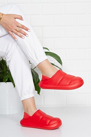 Ay Ayakkabım Kadın Kırmızı Paraşüt Model Ev Terliği